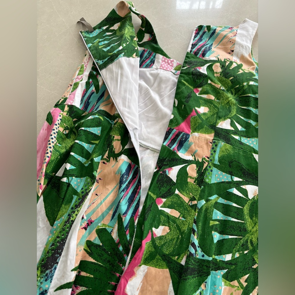 Coquette et Coquine Summer Floral Cotton Dress Forest Tropical Flared Sexy 1X - Picture 10 of 15